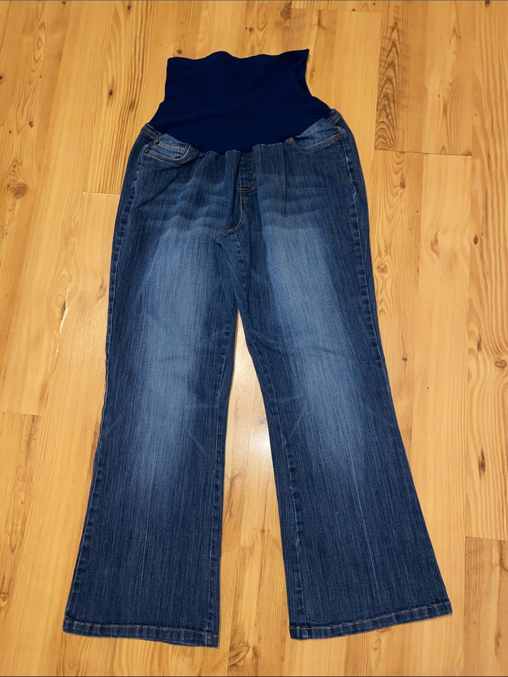Motherhood Maternity Dark Blue Wide-Leg Jeans with Navy Belly Panel